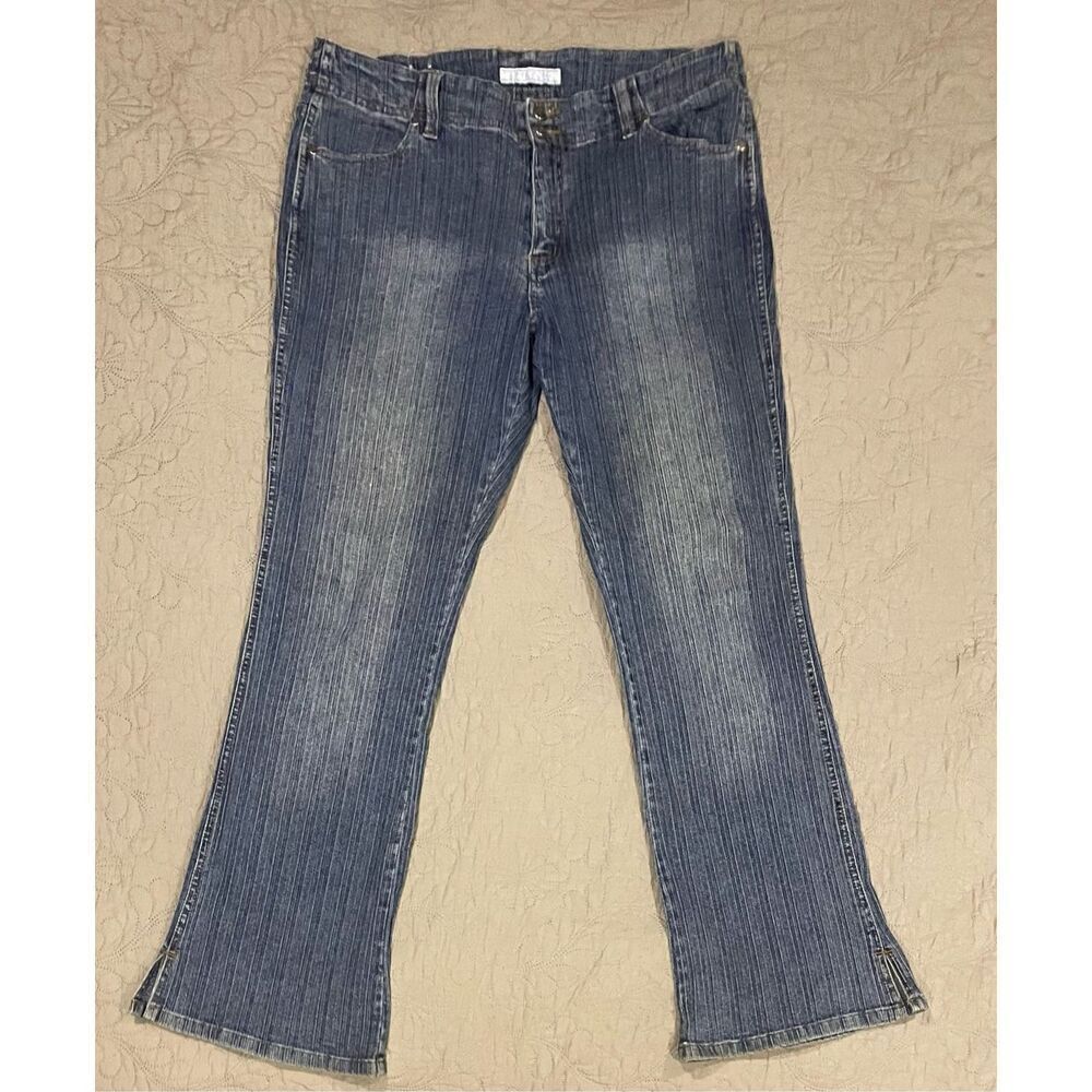 Steam 13/14 Y2K Textured Stripe Jeans Bootcut Back Pockets 90s